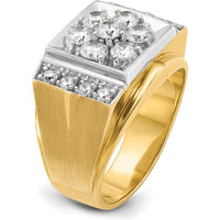 14K Two-Tone Men's Polished and Satin Cluster Ring with Diamonds - 1.20 Carats Total Diamond Weight by IBGoodman