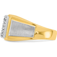 14K Two-Tone Men's Polished and Satin Cluster Ring with Round Diamonds - 1.50 Carats Total Diamond Weight by IBGoodman