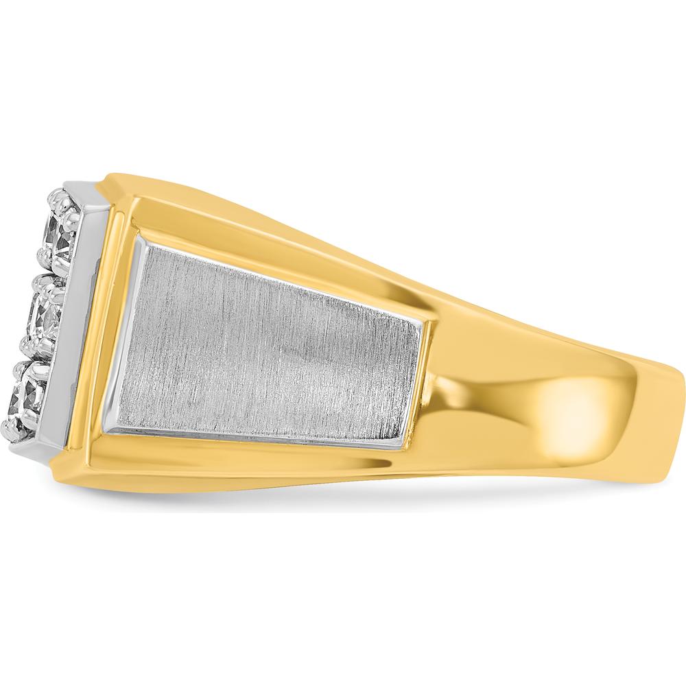 14K Two-Tone Men's Polished and Satin Cluster Ring with Round Diamonds - 1.50 Carats Total Diamond Weight by IBGoodman