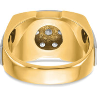 14K Two-Tone Men's Polished and Satin Cluster Ring with Round Diamonds - 1.50 Carats Total Diamond Weight by IBGoodman