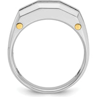 14K Two-Tone Men's Polished and Satin Cut-Out 5-Stone Ring Mounting by IBGoodman