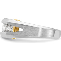 14K Two-Tone Men's Polished and Satin Cut-Out 5-Stone Ring Mounting by IBGoodman