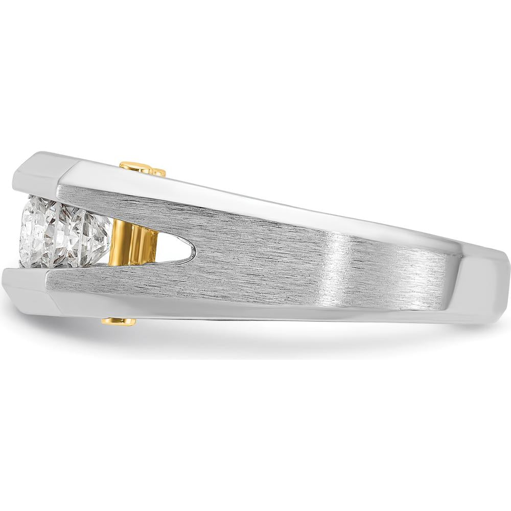 14K Two-Tone Men's Polished and Satin Cut-Out 5-Stone Ring Mounting by IBGoodman