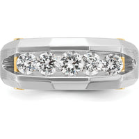 14K Two-Tone Men's Polished and Satin Cut-Out 5-Stone Ring Mounting by IBGoodman