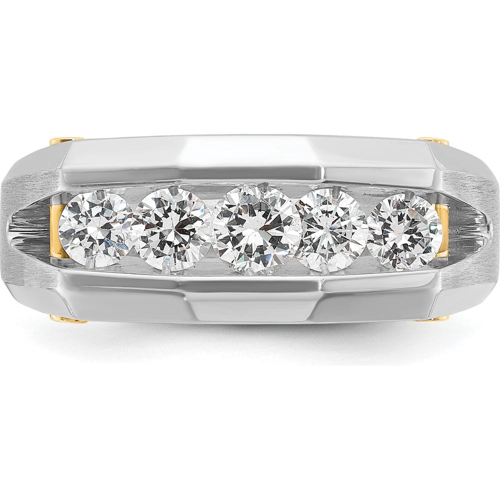14K Two-Tone Men's Polished and Satin Cut-Out 5-Stone Ring Mounting by IBGoodman