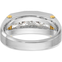 14K Two-Tone Men's Polished and Satin Cut-Out 5-Stone Ring Mounting by IBGoodman