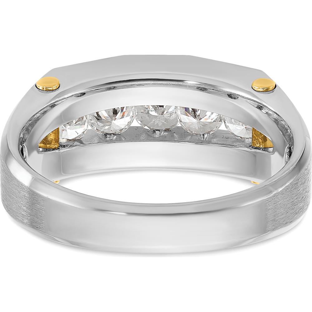 14K Two-Tone Men's Polished and Satin Cut-Out 5-Stone Ring Mounting by IBGoodman