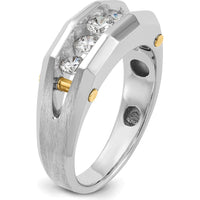 14K Two-Tone Men's Polished and Satin Cut-Out 5-Stone Ring Mounting by IBGoodman