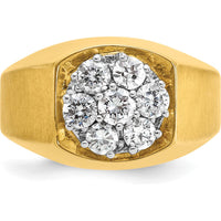 14K Two-Tone Men's Polished and Satin Diamond Cluster Ring - 0.37 Carats Total Diamond Weight by IBGoodman