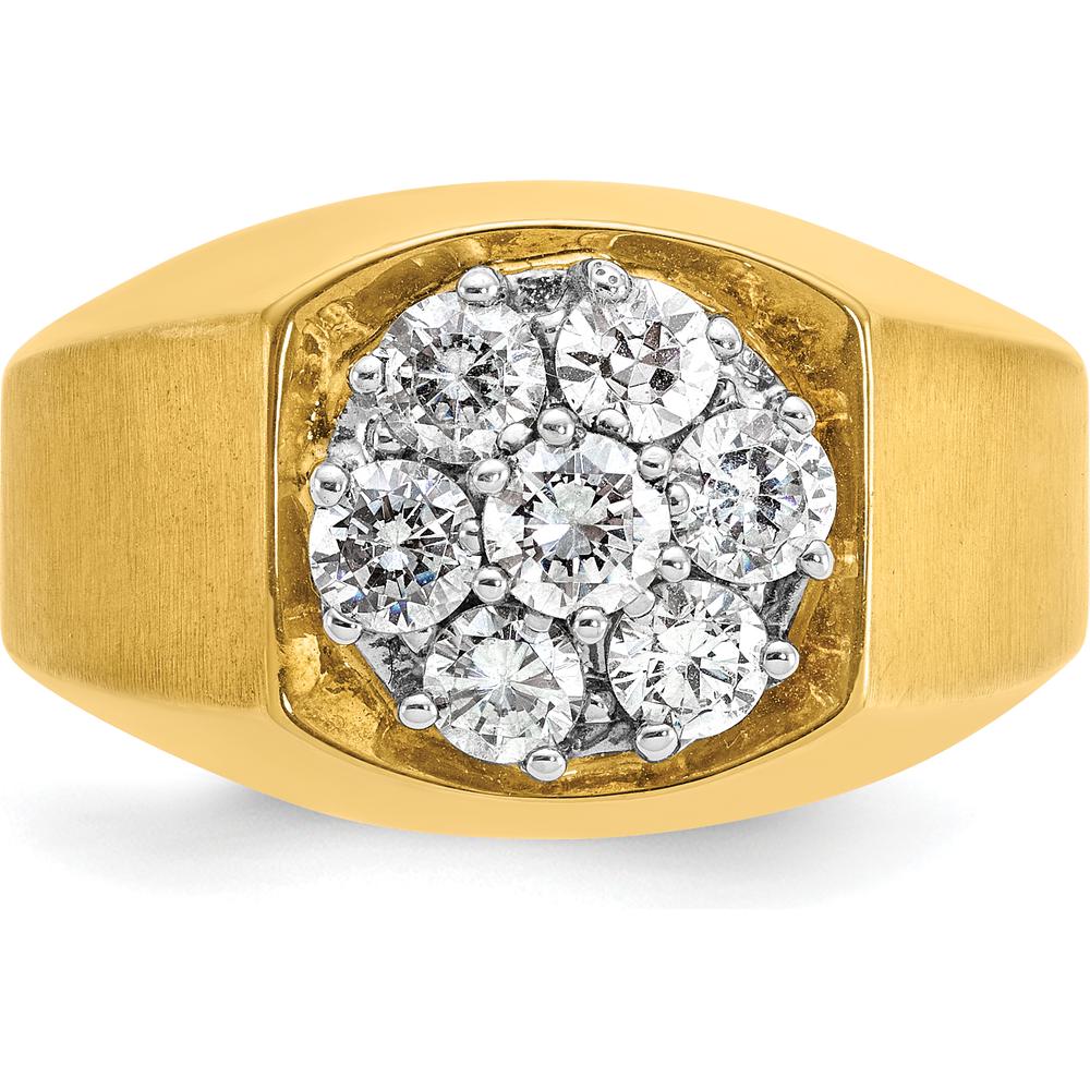 14K Two-Tone Men's Polished and Satin Diamond Cluster Ring - 0.37 Carats Total Diamond Weight by IBGoodman