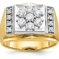 14K Two-Tone Men's Polished and Satin Diamond Cluster Ring - 1 Carats Total Diamond Weight by IBGoodman