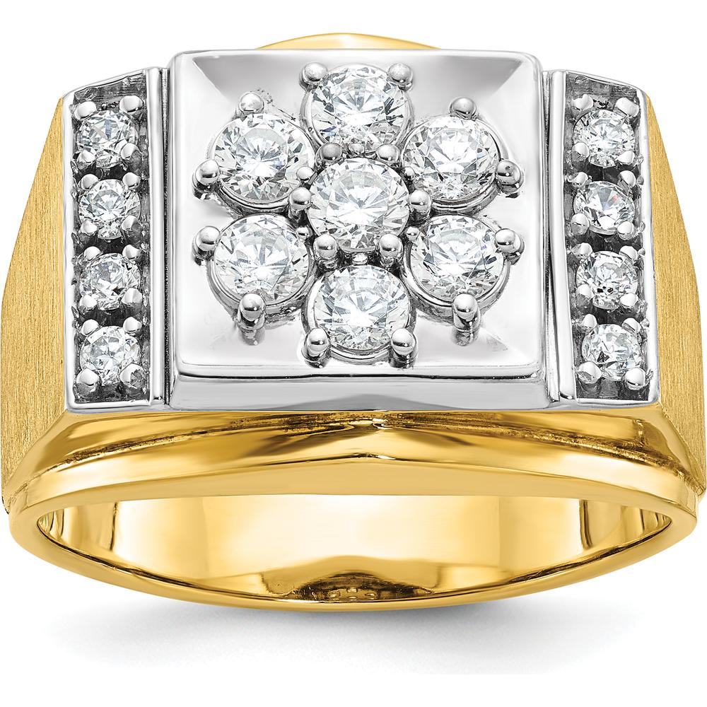 14K Two-Tone Men's Polished and Satin Diamond Cluster Ring - 1 Carats Total Diamond Weight by IBGoodman