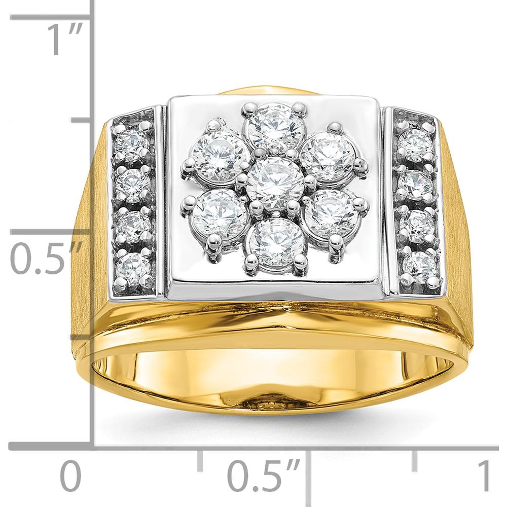14K Two-Tone Men's Polished and Satin Diamond Cluster Ring - 1 Carats Total Diamond Weight by IBGoodman