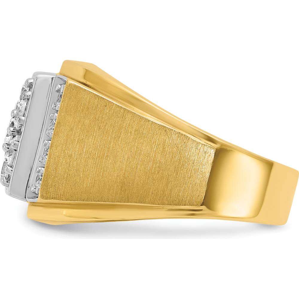 14K Two-Tone Men's Polished and Satin Diamond Cluster Ring - 1 Carats Total Diamond Weight by IBGoodman