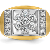 14K Two-Tone Men's Polished and Satin Diamond Cluster Ring - 1 Carats Total Diamond Weight by IBGoodman