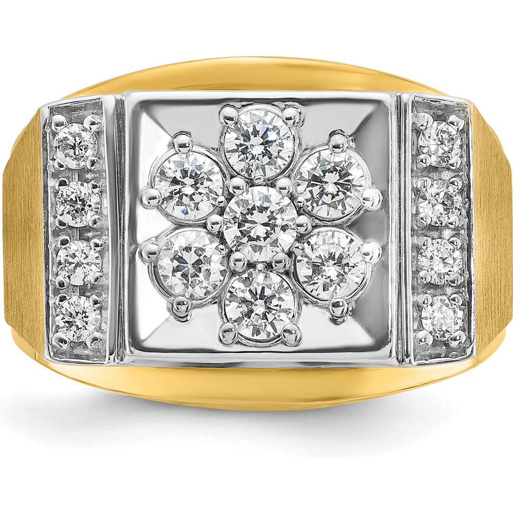 14K Two-Tone Men's Polished and Satin Diamond Cluster Ring - 1 Carats Total Diamond Weight by IBGoodman