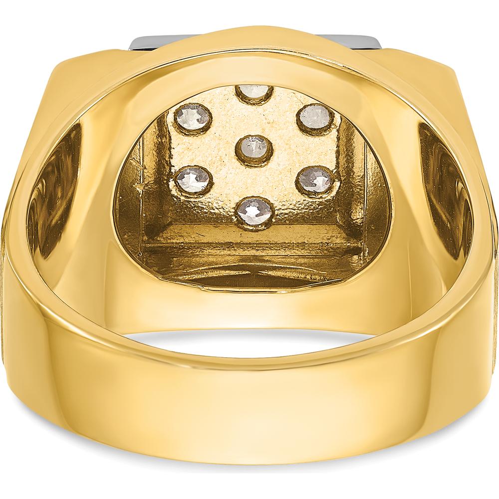 14K Two-Tone Men's Polished and Satin Diamond Cluster Ring - 1 Carats Total Diamond Weight by IBGoodman