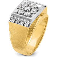 14K Two-Tone Men's Polished and Satin Diamond Cluster Ring - 1 Carats Total Diamond Weight by IBGoodman
