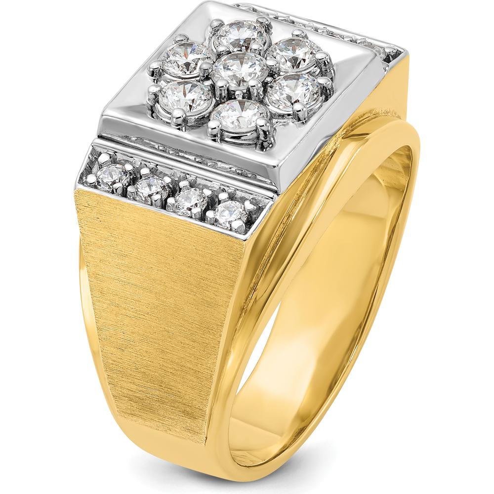 14K Two-Tone Men's Polished and Satin Diamond Cluster Ring - 1 Carats Total Diamond Weight by IBGoodman