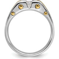 14K Two-Tone Men's Polished and Satin Diamond Ring - 0.5 Carats Round Brilliant Diamond by IBGoodman