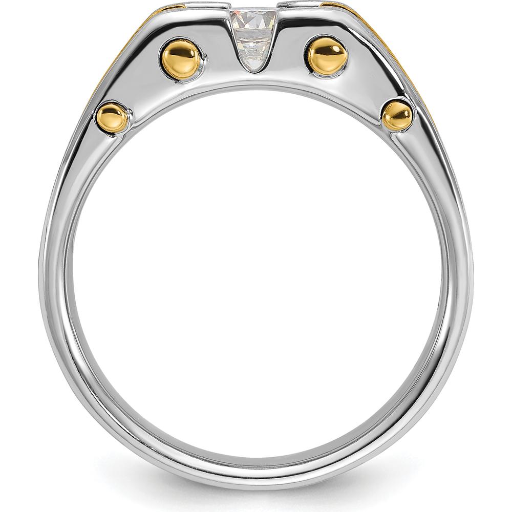 14K Two-Tone Men's Polished and Satin Diamond Ring - 0.5 Carats Round Brilliant Diamond by IBGoodman