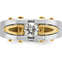 14K Two-Tone Men's Polished and Satin Diamond Ring - 0.5 Carats Round Brilliant Diamond by IBGoodman