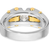 14K Two-Tone Men's Polished and Satin Diamond Ring - 0.5 Carats Round Brilliant Diamond by IBGoodman