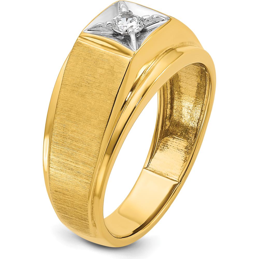 14K Two-Tone Men's Polished and Satin Diamond Ring - 0.50 Carats Total Diamond Weight by IBGoodman