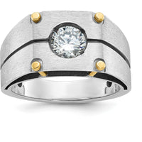 14K Two-Tone Men's Polished and Satin Diamond Ring Mounting - 11.95mm Band Width by IBGoodman