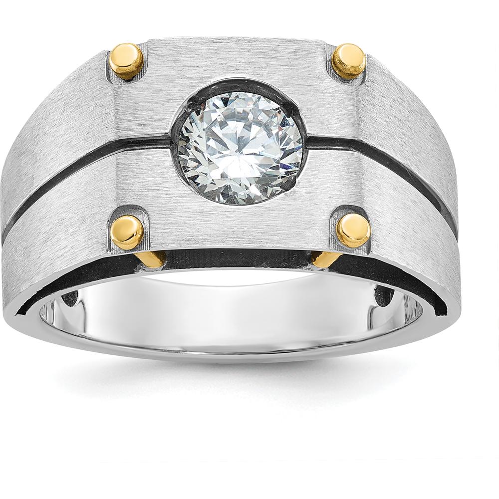 14K Two-Tone Men's Polished and Satin Diamond Ring Mounting - 11.95mm Band Width by IBGoodman