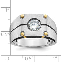 14K Two-Tone Men's Polished and Satin Diamond Ring Mounting - 11.95mm Band Width by IBGoodman