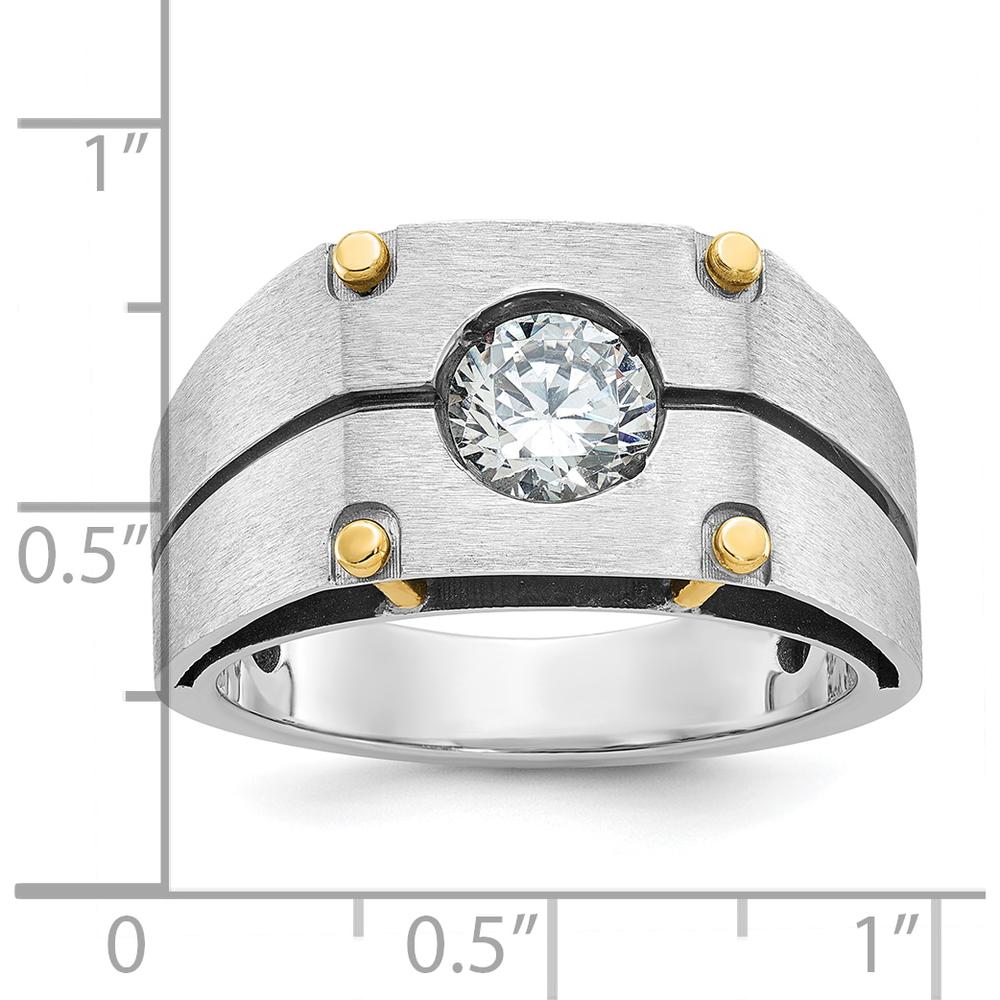 14K Two-Tone Men's Polished and Satin Diamond Ring Mounting - 11.95mm Band Width by IBGoodman
