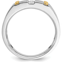 14K Two-Tone Men's Polished and Satin Diamond Ring Mounting with Channel Set Diamonds by IBGoodman