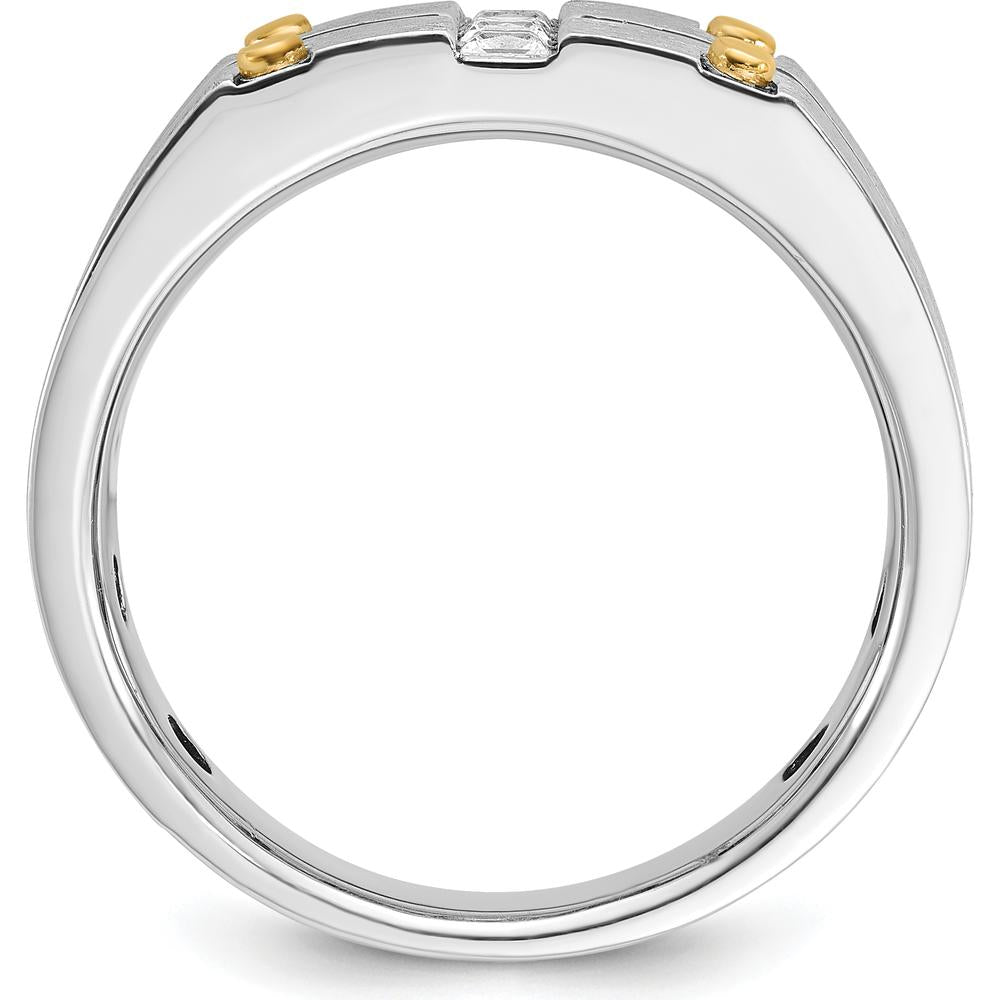 14K Two-Tone Men's Polished and Satin Diamond Ring Mounting with Channel Set Diamonds by IBGoodman