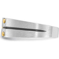 14K Two-Tone Men's Polished and Satin Diamond Ring Mounting with Channel Set Diamonds by IBGoodman