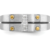 14K Two-Tone Men's Polished and Satin Diamond Ring Mounting with Channel Set Diamonds by IBGoodman