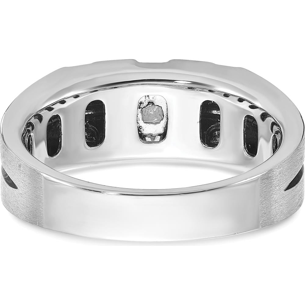 14K Two-Tone Men's Polished and Satin Diamond Ring Mounting with Channel Set Diamonds by IBGoodman
