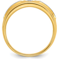 14K Two-Tone Men's Polished and Satin Diamond Ring - Round Diamond Setting by IBGoodman