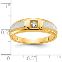 14K Two-Tone Men's Polished and Satin Diamond Ring - Round Diamond Setting by IBGoodman