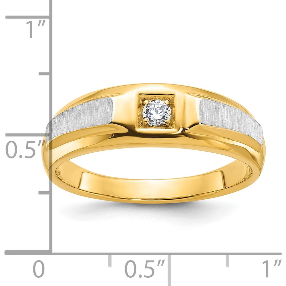 14K Two-Tone Men's Polished and Satin Diamond Ring - Round Diamond Setting by IBGoodman