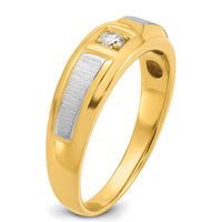 14K Two-Tone Men's Polished and Satin Diamond Ring - Round Diamond Setting by IBGoodman