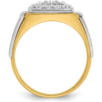 14K Two-Tone Men's Polished and Satin Diamond Ring with 1/2 Carat Round Diamonds by IBGoodman
