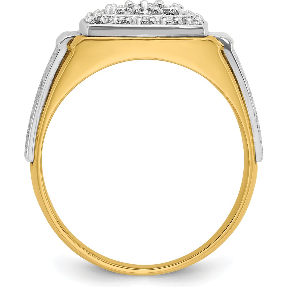 14K Two-Tone Men's Polished and Satin Diamond Ring with 1/2 Carat Round Diamonds by IBGoodman