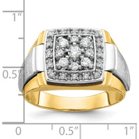 14K Two-Tone Men's Polished and Satin Diamond Ring with 1/2 Carat Round Diamonds by IBGoodman