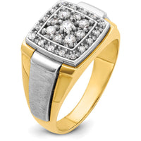14K Two-Tone Men's Polished and Satin Diamond Ring with 1/2 Carat Round Diamonds by IBGoodman