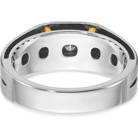 14K Two-Tone Men's Polished and Satin Diamond Ring with 1/5 Carat Round Diamond by IBGoodman