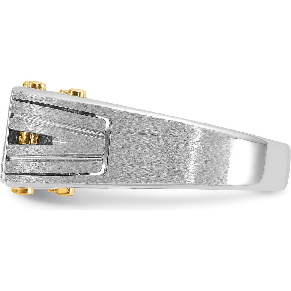 14K Two-Tone Men's Polished and Satin Diamond Ring with 3 Round Diamonds - 0.15 Carats Total Diamond Weight by IBGoodman