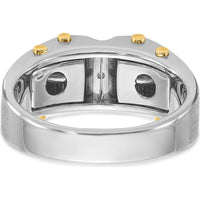 14K Two-Tone Men's Polished and Satin Diamond Ring with 3 Round Diamonds - 0.15 Carats Total Diamond Weight by IBGoodman