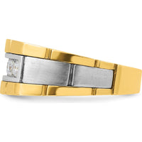 14K Two-Tone Men's Polished and Satin Diamond Ring with 5 Round Diamonds - 0.52 Carats Total Diamond Weight by IBGoodman
