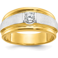 14K Two-Tone Men's Polished and Satin Diamond Ring with Round 0.25 Carats Diamond by IBGoodman